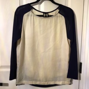 Cream and Blue long sleeve top